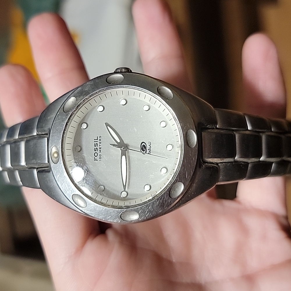 Men's Fossil 'blue' silver watch